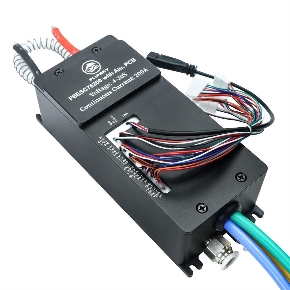 RC1977208 1 - Flipsky Upgraded 75200 200A 84V ESC High Current with Aluminum PCB Water Cooling Enclosure for Fighting Robot Surfboard AGV Robot RC Cars Models Parts