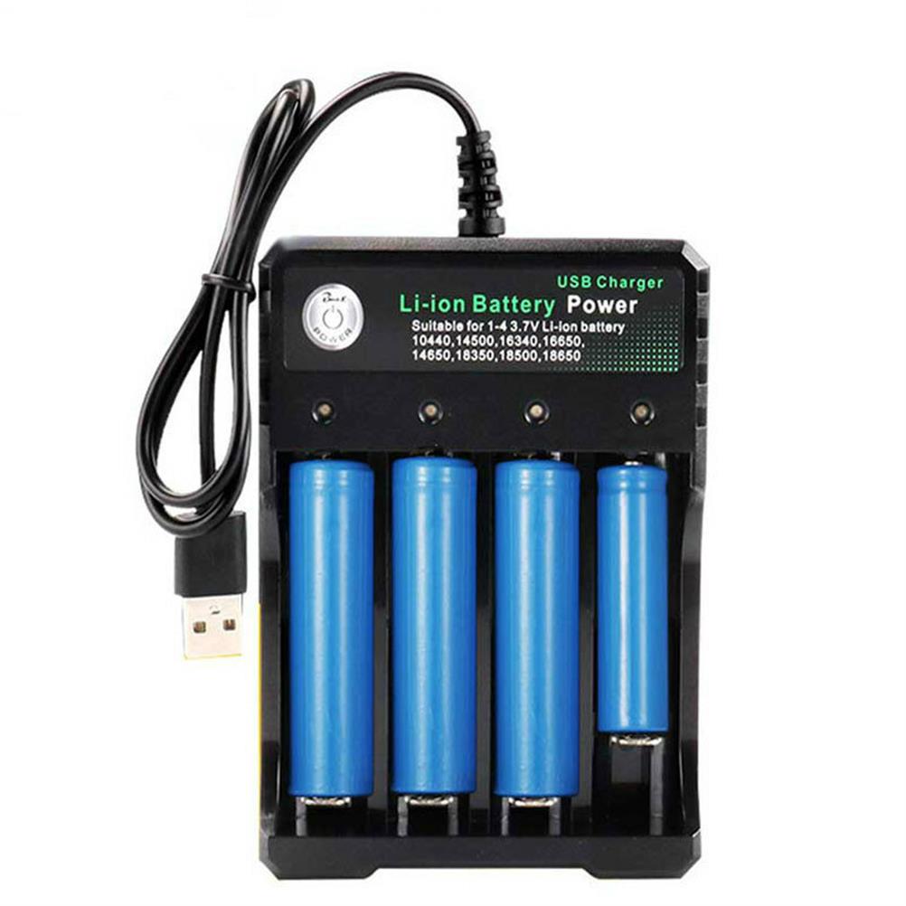 RC1983421 - 4 Slots 110V/220V 18650 USB Battery Charger for 3.7V Rechargeable Lithium 10440 14500 16340 16650 14650 18350 18500 Batteries