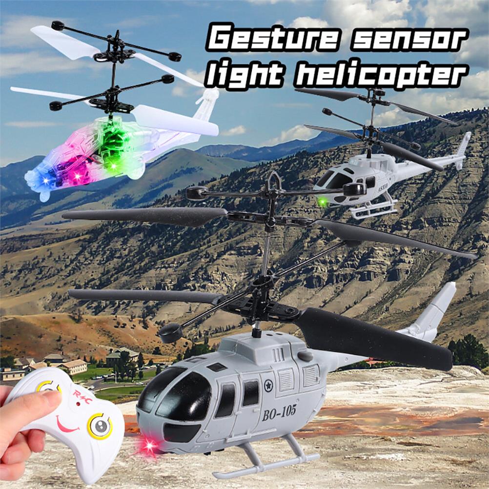 RC1993841 1 - BO-105 Simulation Black Wing Helicopter Induction Fighter Suspension Light Charging Drop-resistant Induction Remote Control Helicopter