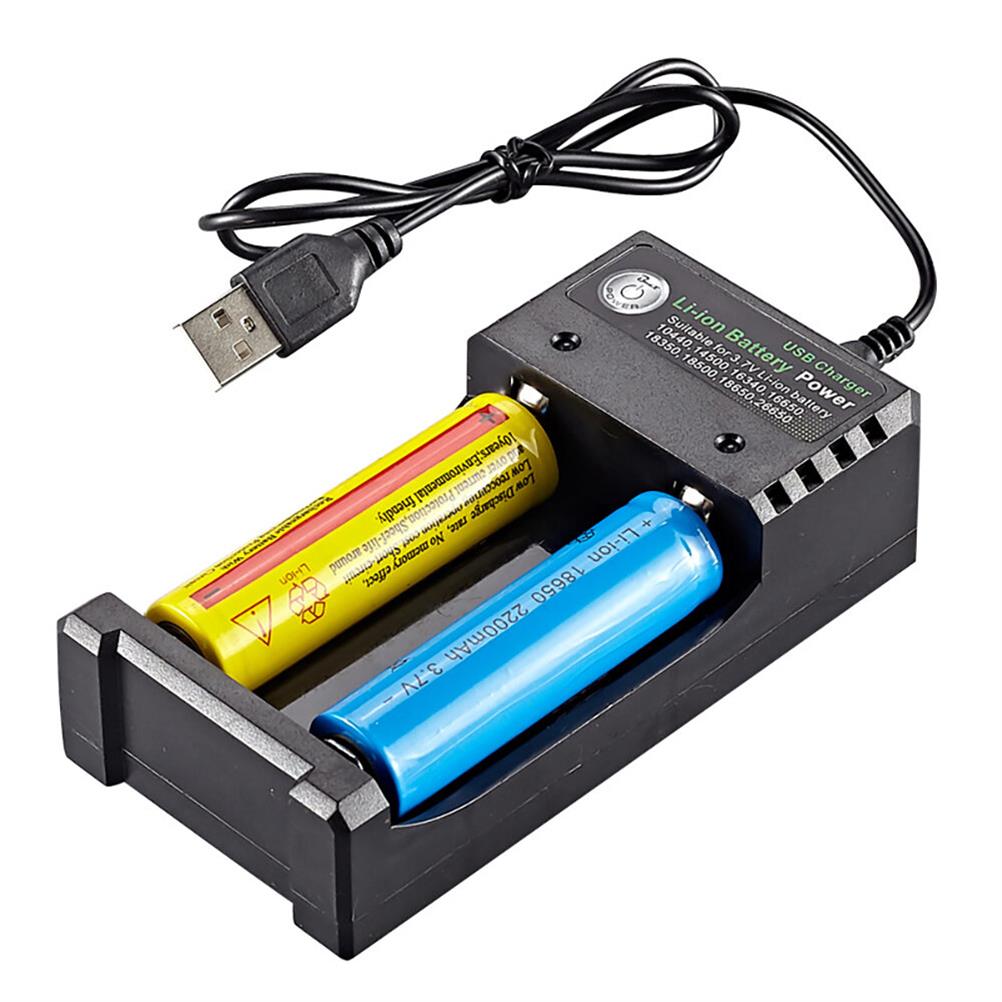 RC1994291 - 2 Slot 18650 Battery Charger CH2 USB DC 5V 1-2A Input DC 4.2V 1000mA Output for 3.7V Li-ion Battery 10440 14500 16340 16650 18350 18500 26650